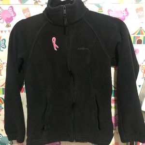 Columbia Pink Ribbon Zipper Front Black Fleece